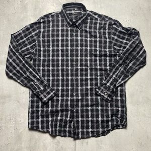 Visconti Uomo Mens Sz L Black Paisley Striped Flip Cuff Button Shirt Long Sleeve